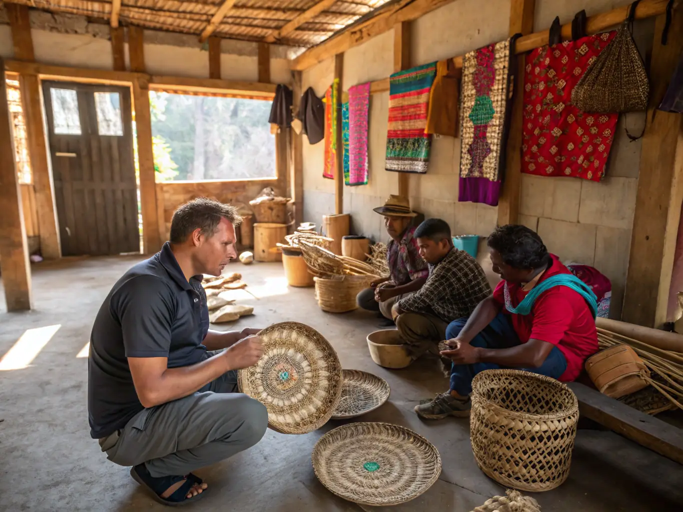 A dynamic image of participants engaged in a traditional craft workshop at the museum, learning about local artisanal techniques and cultural heritage.