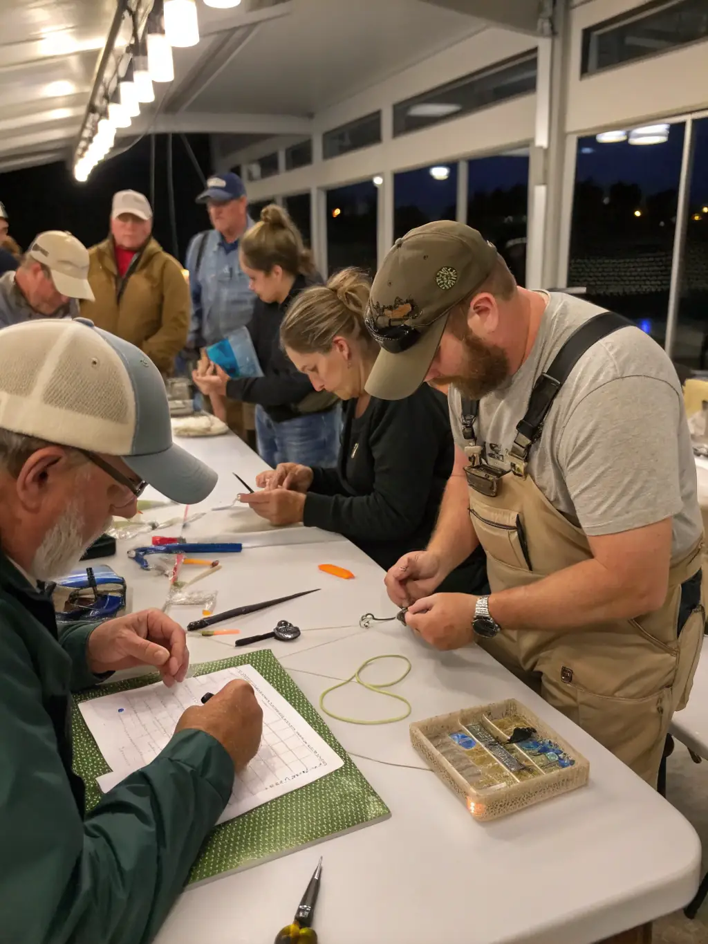 A picture of a workshop where participants are learning about sustainable fishing practices, promoting responsible resource management.