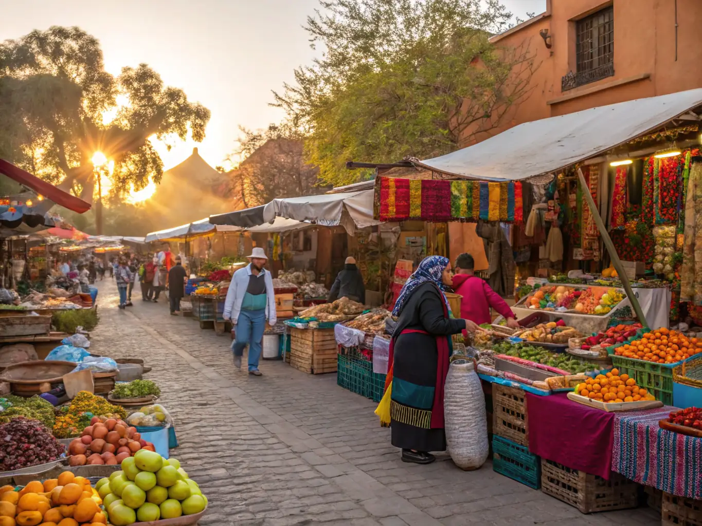 A vibrant image showcasing local artisans at a community market supported by the ecomuseum, emphasizing the economic benefits of cultural preservation.